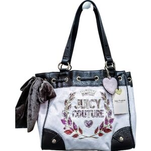*Juicy Couture* DAYDREAMER *BLING*  LOGO Black and Lilac With A Bow Tote  💜🖤